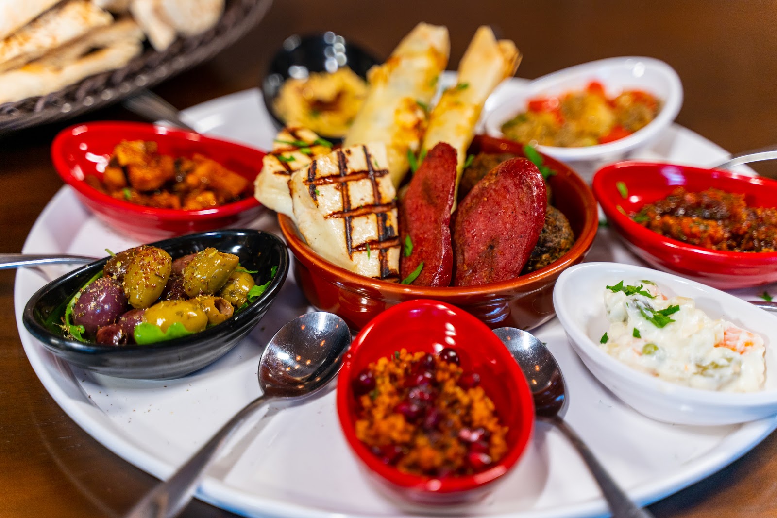 Mezze spread at Lezzet Mediterranean Bistro
