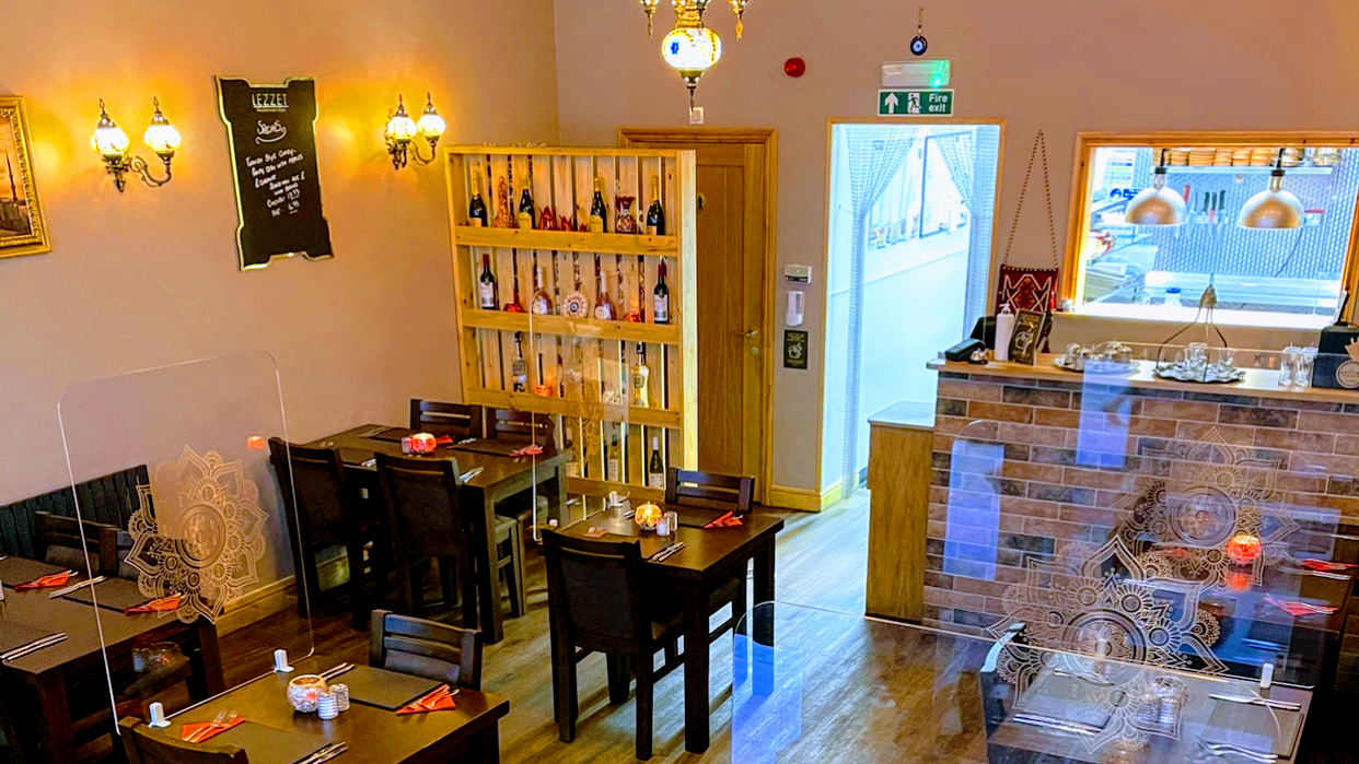 The dining room at Lezzet Mediterranean Bistro